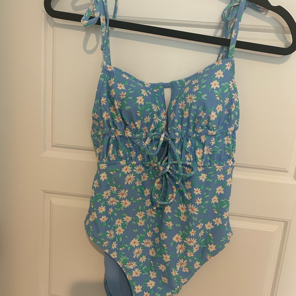 Xhilaration Blue Floral One Piece Swimsuit